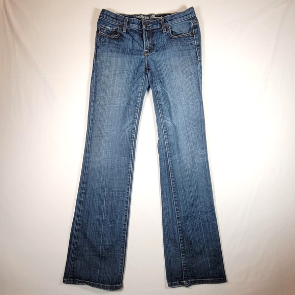 Guess Premium Jeans Womens 28 Stretch Bootcut Distressed Blue Denim Made USA - Picture 1 of 16